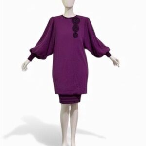 Vintage 1980’s Medici  Purple Wool Sweater Dress. 12